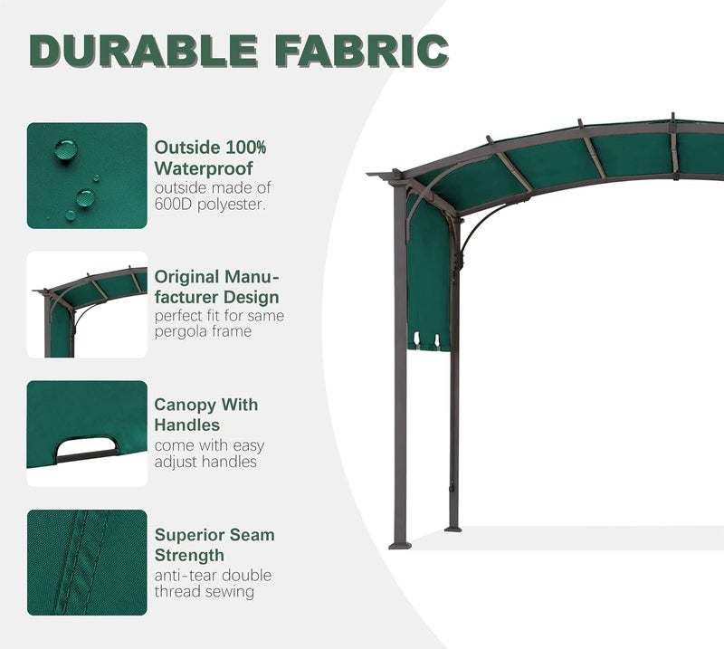 SCOMANAGE 85''x 208'' Universal Doubleton Steel Pergola Replacement Cover for Pergola L-PG080PST, (Forest Green) - Image 3